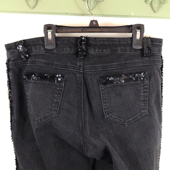 Vintage Cache Black Sequin Trim Mid Rise Bootcut Jeans - Picture 1 of 7